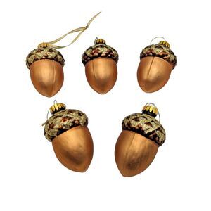 Acorn Blown Glass Ornament Lot of 6